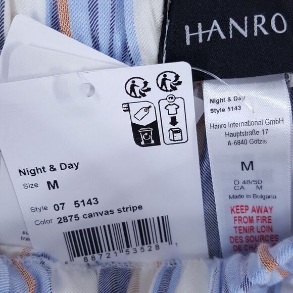 HANRO Shorts Mens Medium Blue Stripe Pull On Drawstring Lightweight DAY & NIGHT - Picture 4 of 9